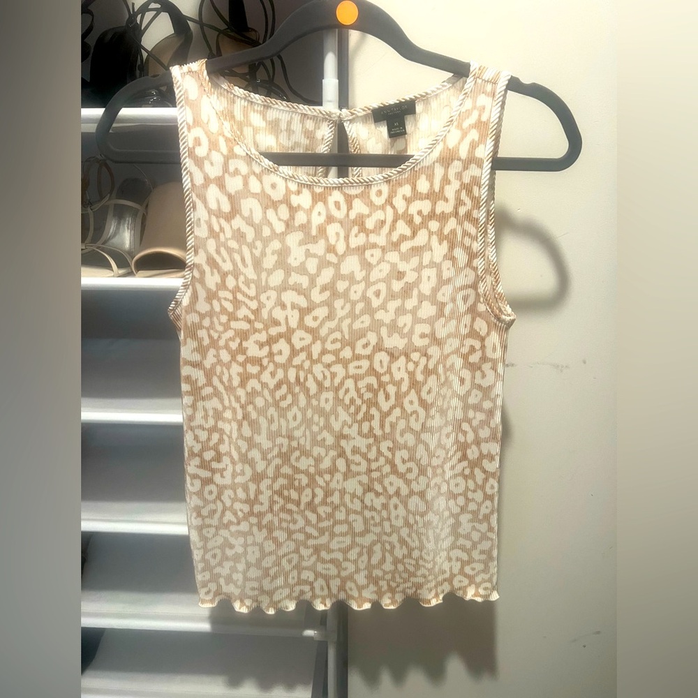 Ann Taylor Factory Beige Animal Print Tank Top